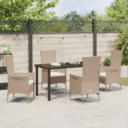 Ensemble de salle à manger pour jardin 5 pcs Beige polyrotin 563521563521