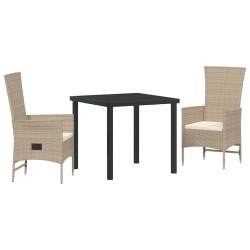 Ensemble de salle à manger pour jardin 3 pcs Beige polyrotin 563522563522
