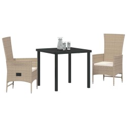 Ensemble de salle à manger pour jardin 3 pcs Beige polyrotin 563522563522