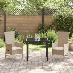Ensemble de salle à manger pour jardin 3 pcs Beige polyrotin 563522563522