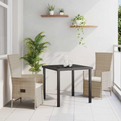 Ensemble de salle à manger pour jardin 3 pcs Beige polyrotin 563523563523