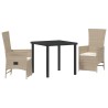 Ensemble de salle à manger pour jardin 3 pcs Beige polyrotin 563523563523