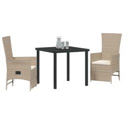 Ensemble de salle à manger pour jardin 3 pcs Beige polyrotin 563523563523