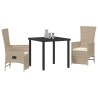 Ensemble de salle à manger pour jardin 3 pcs Beige polyrotin 563523563523
