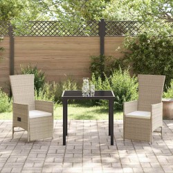 Ensemble de salle à manger pour jardin 3 pcs Beige polyrotin 563523563523