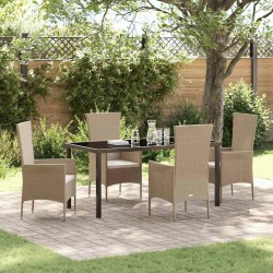 Ensemble de salle à manger pour jardin 5 pcs Beige polyrotin 563524563524