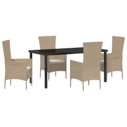 Ensemble de salle à manger pour jardin 5 pcs Beige polyrotin 563524563524