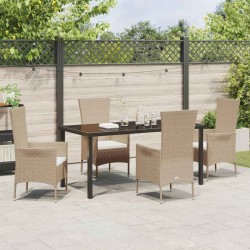 Ensemble de salle à manger pour jardin 5 pcs Beige polyrotin 563524563524