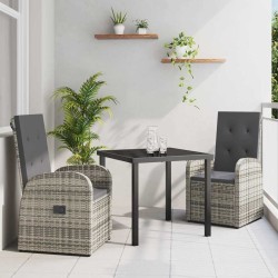 Ensemble de salle à manger pour jardin 3 pcs Gris polyrotin 563525563525