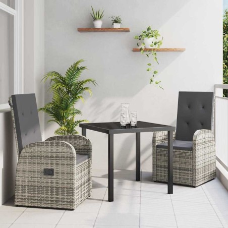 Ensemble de salle à manger pour jardin 3 pcs Gris polyrotin 563525563525