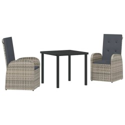 Ensemble de salle à manger pour jardin 3 pcs Gris polyrotin 563525563525