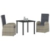 Ensemble de salle à manger pour jardin 3 pcs Gris polyrotin 563525563525
