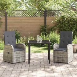 Ensemble de salle à manger pour jardin 3 pcs Gris polyrotin 563525563525
