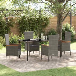 Ensemble de salle à manger pour jardin avec coussin 5 pcs Gris 563526563526