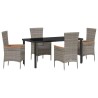 Ensemble de salle à manger pour jardin avec coussin 5 pcs Gris 563526563526