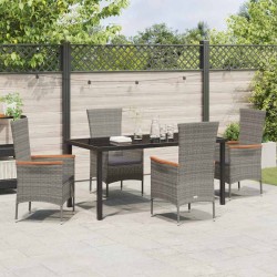 Ensemble de salle à manger pour jardin avec coussin 5 pcs Gris 563526563526