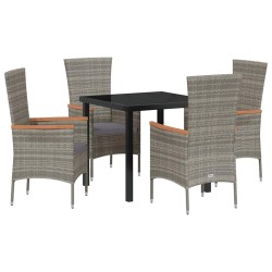 Ensemble de salle à manger pour jardin avec coussin 5 pcs Gris 563527563527
