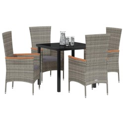 Ensemble de salle à manger pour jardin avec coussin 5 pcs Gris 563527563527