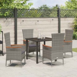 Ensemble de salle à manger pour jardin avec coussin 5 pcs Gris 563527563527