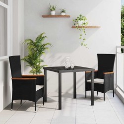 Ensemble de salle à manger pour jardin avec coussin 3 pcs Noir 563529563529