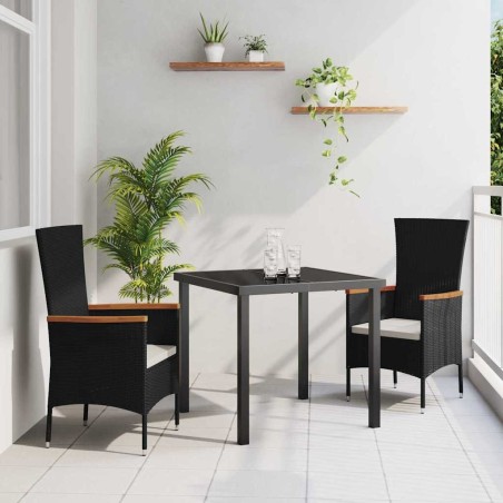 Ensemble de salle à manger pour jardin avec coussin 3 pcs Noir 563529563529