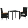 Ensemble de salle à manger pour jardin avec coussin 3 pcs Noir 563529563529
