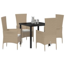 Ensemble de salle à manger pour jardin 5 pcs Beige polyrotin 563530563530