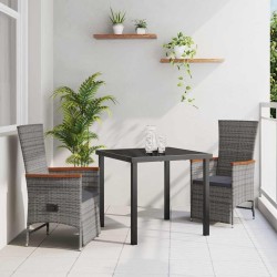 Ensemble de salle à manger pour jardin 3 pcs Gris polyrotin 563531563531