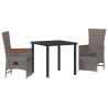 Ensemble de salle à manger pour jardin 3 pcs Gris polyrotin 563531563531
