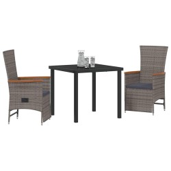 Ensemble de salle à manger pour jardin 3 pcs Gris polyrotin 563531563531