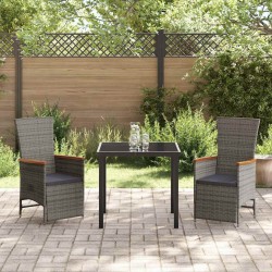 Ensemble de salle à manger pour jardin 3 pcs Gris polyrotin 563531563531