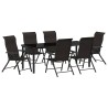 Ensemble de salle à manger pour jardin 7 pcs Noir café 563533563533