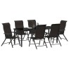 Ensemble de salle à manger pour jardin 7 pcs Noir café 563533563533