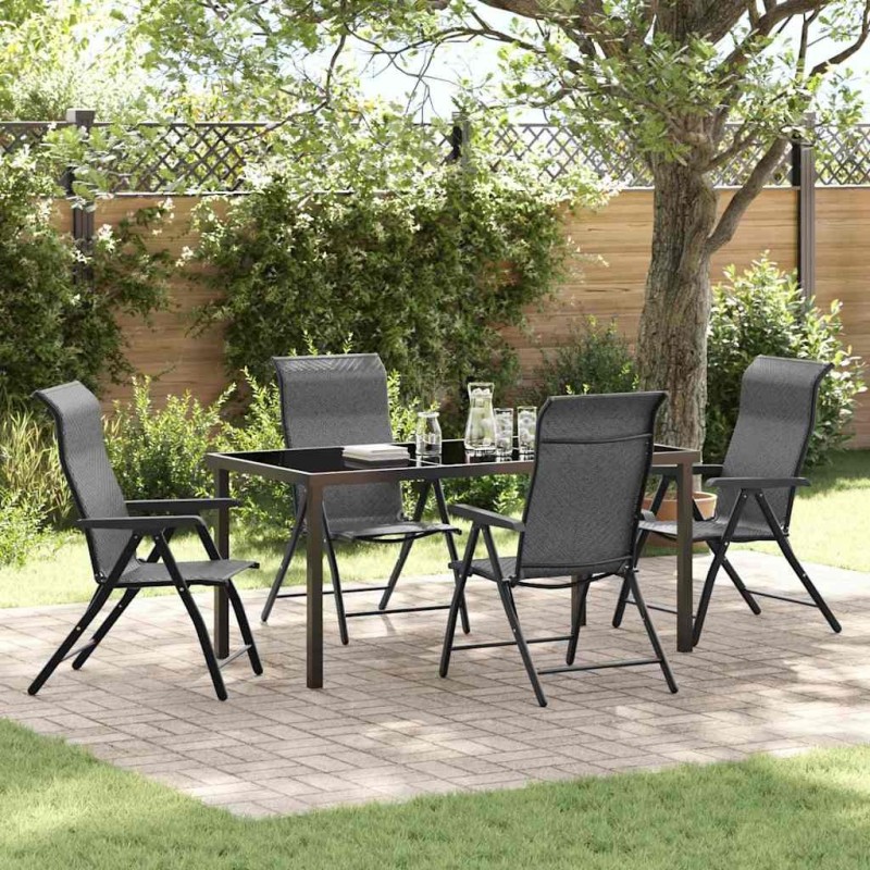 Ensemble de salle à manger pour jardin 5 pcs Gris 563535563535