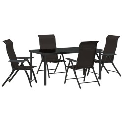 Ensemble de salle à manger pour jardin 5 pcs Noir café 563536563536