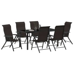 Ensemble de salle à manger pour jardin 7 pcs Noir café 563537563537