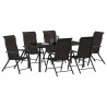 Ensemble de salle à manger pour jardin 7 pcs Noir café 563537563537