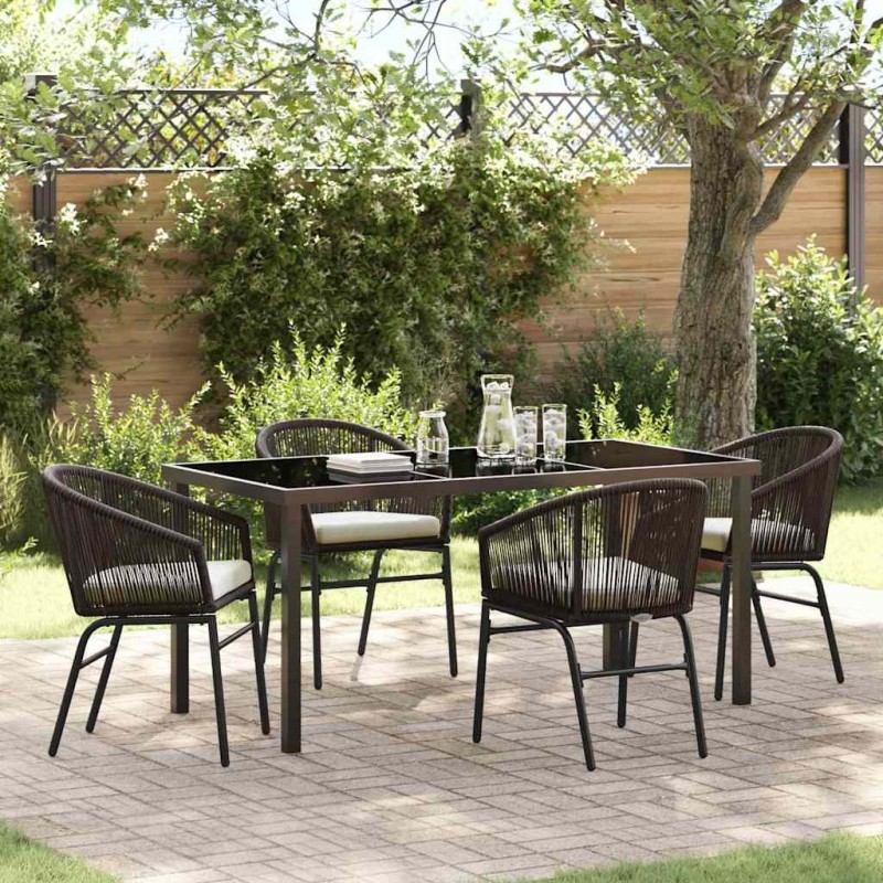 Ensemble de salle à manger pour jardin 5 pcs Marron 563544563544