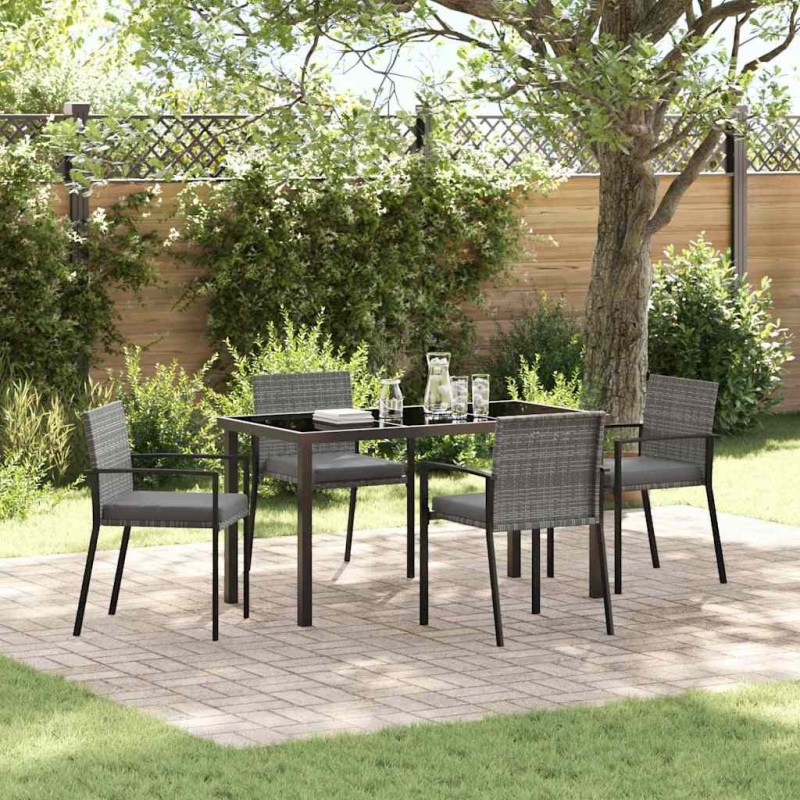 Ensemble de salle à manger pour jardin 5 pcs Gris 563545563545