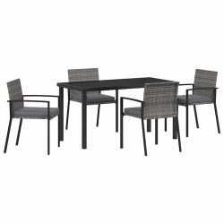 Ensemble de salle à manger pour jardin 5 pcs Gris 563545563545