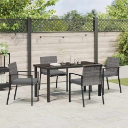 Ensemble de salle à manger pour jardin 5 pcs Gris 563545563545