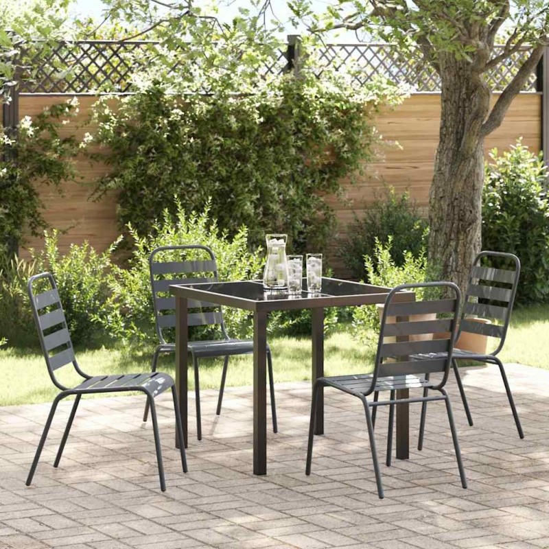 Ensemble de salle à manger pour jardin 5 pcs Anthracite 563546563546