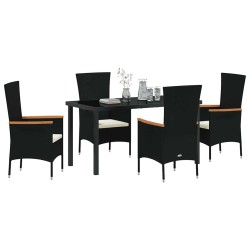 Ensemble de salle à manger pour jardin avec coussin 5 pcs Noir 563547563547