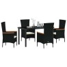 Ensemble de salle à manger pour jardin avec coussin 5 pcs Noir 563547563547