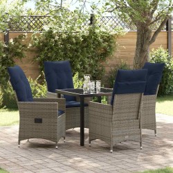 Ensemble table et chaises avec coussin 5 pcs Gris Rotin PE 563548563548