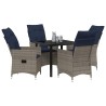 Ensemble table et chaises avec coussin 5 pcs Gris Rotin PE 563548563548