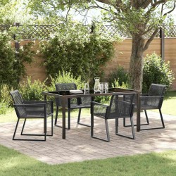 Ensemble de salle à manger pour jardin 5 pcs Noir 563550563550