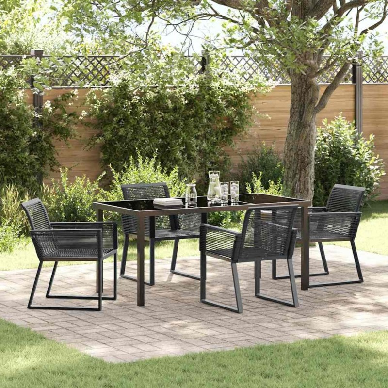 Ensemble de salle à manger pour jardin 5 pcs Noir 563550563550