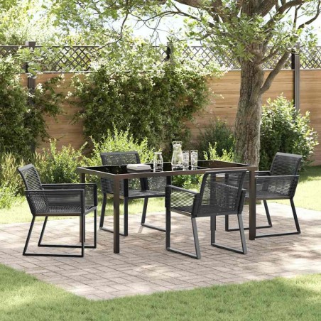 Ensemble de salle à manger pour jardin 5 pcs Noir 563550563550