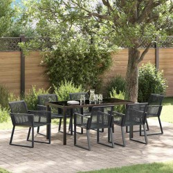 Ensemble de salle à manger pour jardin 7 pcs Noir 563551563551